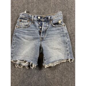 Levis Premium 501 Original High Rise Cut Off Denim Shorts Blue W26